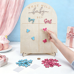 Arch Wooden Baby Gender Reveal Voting Board with Stand and Girl or Boy Voting Sticker&nbsp;AJEW-WH0596-753