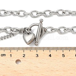 304 Stainless Steel Toggle Heart Y Necklaces for Women&nbsp;NJEW-M101-04P