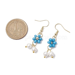 Shell Pearl Beads & Glass Seed Dangle Earrings&nbsp;EJEW-MZ00310-01