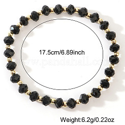 Rondelle Faceted Glass & Brass Bead Stretch Bracelets&nbsp;UG9794