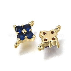 Brass Pave Cubic Zirconia Flower Links Connector Charms&nbsp;KK-K427-04G