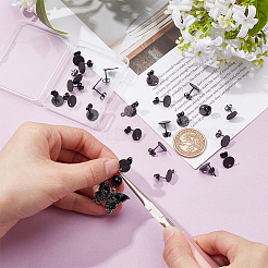 24Pcs 6 Style Flat Round with Textured 304 Stainless Steel Stud Earring Findings&nbsp;STAS-UN0027-38