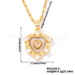 Brass Clear Cubic Zirconia Heart-shaped Pendant Necklaces&nbsp;PR0180-6