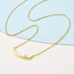 925 Sterling Silver Pave Clear Micro Pave Cubic Zirconia Boat Pendant Necklaces for Women&nbsp;NJEW-D315-02G