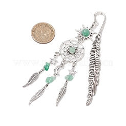 Alloy Sun & Woven Net/Web with Feather Charms Bookmarks&nbsp;AJEW-JK00368
