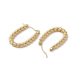 Twist Oval 201 Stainless Steel Half Hoop Earrings for Women&nbsp;EJEW-G385-43G