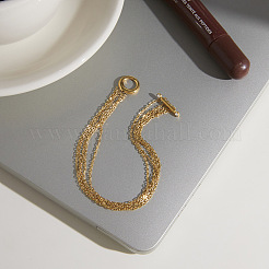304 Stainless Steel Pave Clear Cubic Zirconia Multi-strand Cable Chain Bracelets with OT Clasps for Women&nbsp;WG78484-01