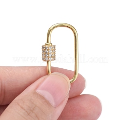 Brass Micro Pave Clear Cubic Zirconia Screw Carabiner Lock Charms&nbsp;ZIRC-E164-11G