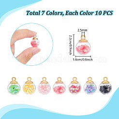 70Pcs 7 Colors Luminous Glass & PVC Paillette & Alloy Pendants&nbsp;FIND-PH0027-31