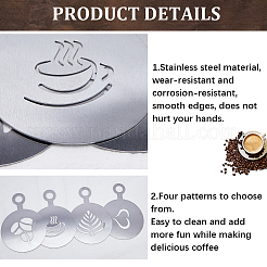 430 Stainless Steel Coffee Latte Art Molds&nbsp;AJEW-WH0038-40P