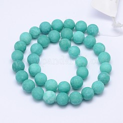 Frosted Dyed Round Natural White Jade Beads Strands&nbsp;G-D739-6mm