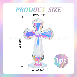 Glass Cross Display Decoration&nbsp;DJEW-WH0063-65B