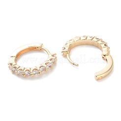 Brass Micro Pave Clear Cubic Zirconia Hoop Earrings&nbsp;EJEW-C121-03G