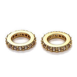 Brass Micro Pave Cubic Zirconia Rondelle European Beads&nbsp;KK-B028-18G-B