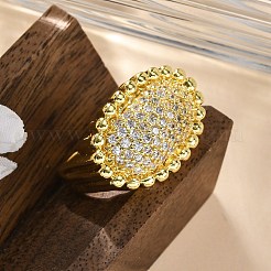 Brass Micro Pave Clear Cubic Zirconia Cuff Rings for Women&nbsp;RJEW-Q009-02G