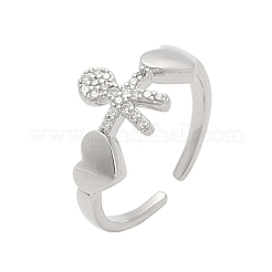 Brass Micro Pave Cubic Zirconia Adjustable Cuff Rings for Women&nbsp;RJEW-C129-11P