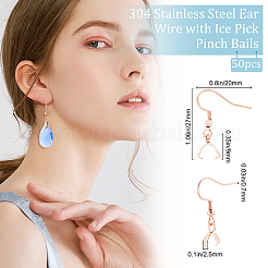 50Pcs 304 Stainless Steel Hooks&nbsp;STAS-BBC0001-49RG