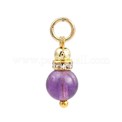 5Pcs 5 Styles Natural Green Aventurine & Rose Quartz & Amethyst & Dyed White Jade & Citrine Round Charms&nbsp;PALLOY-JF04363