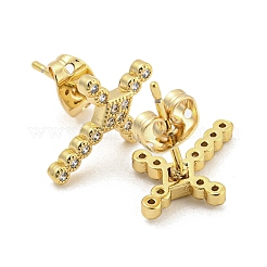 Brass Micro Pave Cubic Zirconia Ear Studs&nbsp;EJEW-P261-25D-G