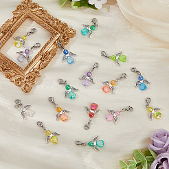36Pcs 9 Colors Transparent Acrylic Angel Charm Decorations&nbsp;HJEW-AB00668