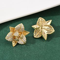 Brass Micro Pave Clear Cubic Zirconia Stud Earrings&nbsp;EJEW-L275-02G