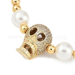 Rack Plating Brass Micro Pave Cubic Zirconia Charm Bracelets&nbsp;BJEW-P341-09G