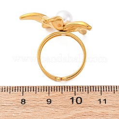 Flower 304 Stainless Steel Cuff Rings&nbsp;RJEW-D306-21G