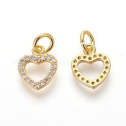 Brass Micro Pave Cubic Zirconia Charms&nbsp;ZIRC-J021-03G-RS