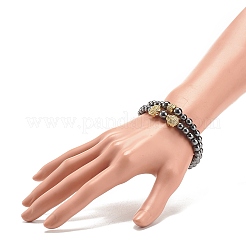 2Pcs 2 Style Synthetic Hematite Stretch Bracelets Sets&nbsp;BJEW-JB08004-02