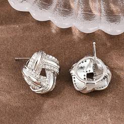 Brass Micro Pave Cubic Zirconia Stud Earrings&nbsp;EJEW-G471-45P