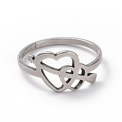 Non-Tarnish 201 Stainless Steel Arrow of Cupid Finger Ring&nbsp;RJEW-J051-19P