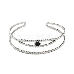 304 Stainless Steel Enamel Eye Shaped Open Cuff Bangles for Women&nbsp;BJEW-M316-02P