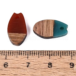 Transparent & Opaque Resin & Walnut Wood Pendants&nbsp;RESI-N053-28