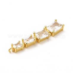 Brass Pave Cubic Zirconia Connector Charms&nbsp;KK-G458-01G-05