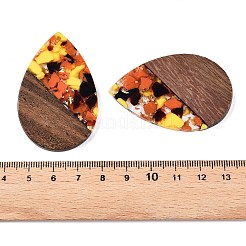 Transparent Resin & Walnut Wood Big Pendants&nbsp;RESI-T058-05K