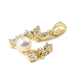 Brass Micro Pave Clear Cubic Zirconia Pendants&nbsp;KK-E804-13G