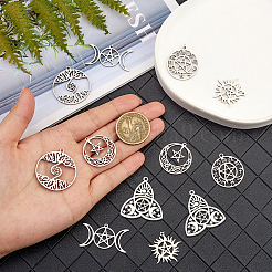 12Pcs 6 Style 304 Stainless Steel Pendants&nbsp;STAS-SZ0002-56P