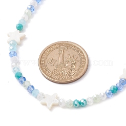 2Pcs 2 Color Glass & Natural Shell Star Beaded Necklaces Set&nbsp;NJEW-JN04646-02