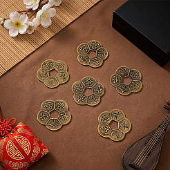 6Pcs Vintage Iron Plum Blossom Chinese Traditional Longevity & Wealth Lucky Coins&nbsp;AJEW-UN0005-79