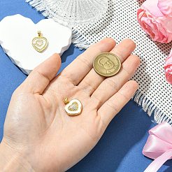 2Pcs 2 Styles Brass Pave Natural Shell Pendants&nbsp;KK-CJ0003-40B