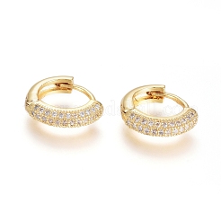 Brass Micro Pave Clear Cubic Zirconia Huggie Hoop Earrings&nbsp;EJEW-G275-02G