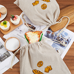 2Pcs Linen Bread Print Pouches&nbsp;AJEW-CP0003-81A