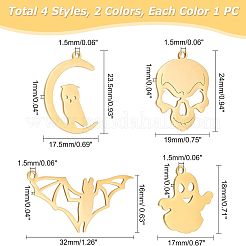 8Pcs 8 Style 201 Stainless Steel Pendants&nbsp;STAS-UN0034-66