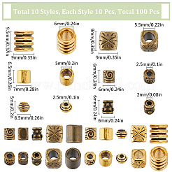100Pcs 10 Styles Tibetan Style Alloy Spacer Beads&nbsp;TIBEB-SC0001-28