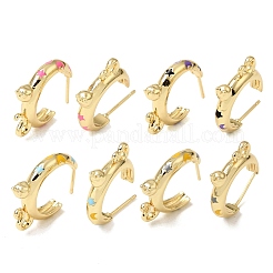 Brass Enamel Stud Earrings&nbsp;KK-CBA8324-23G