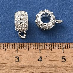 Column Brass Micro Pave Cubic Zirconia Tube Bails&nbsp;KK-C072-05F-S