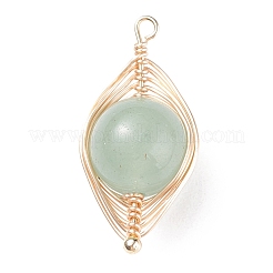 Natural Stone Copper Wire Wrapped Connector Charms&nbsp;PALLOY-JF01377-02