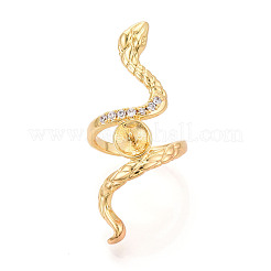 Snake Brass Micro Pave Cubic Zirconia Cup Peg Ring Settings&nbsp;LS-KK-N274-40G