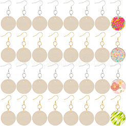 DIY Flat Round Wooden Dangle Earring Making Findings Kits&nbsp;DIY-SP0004-99