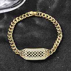 Brass Micro Pave Clear Cubic Zirconia Link Bracelets&nbsp;BJEW-F498-02B-G